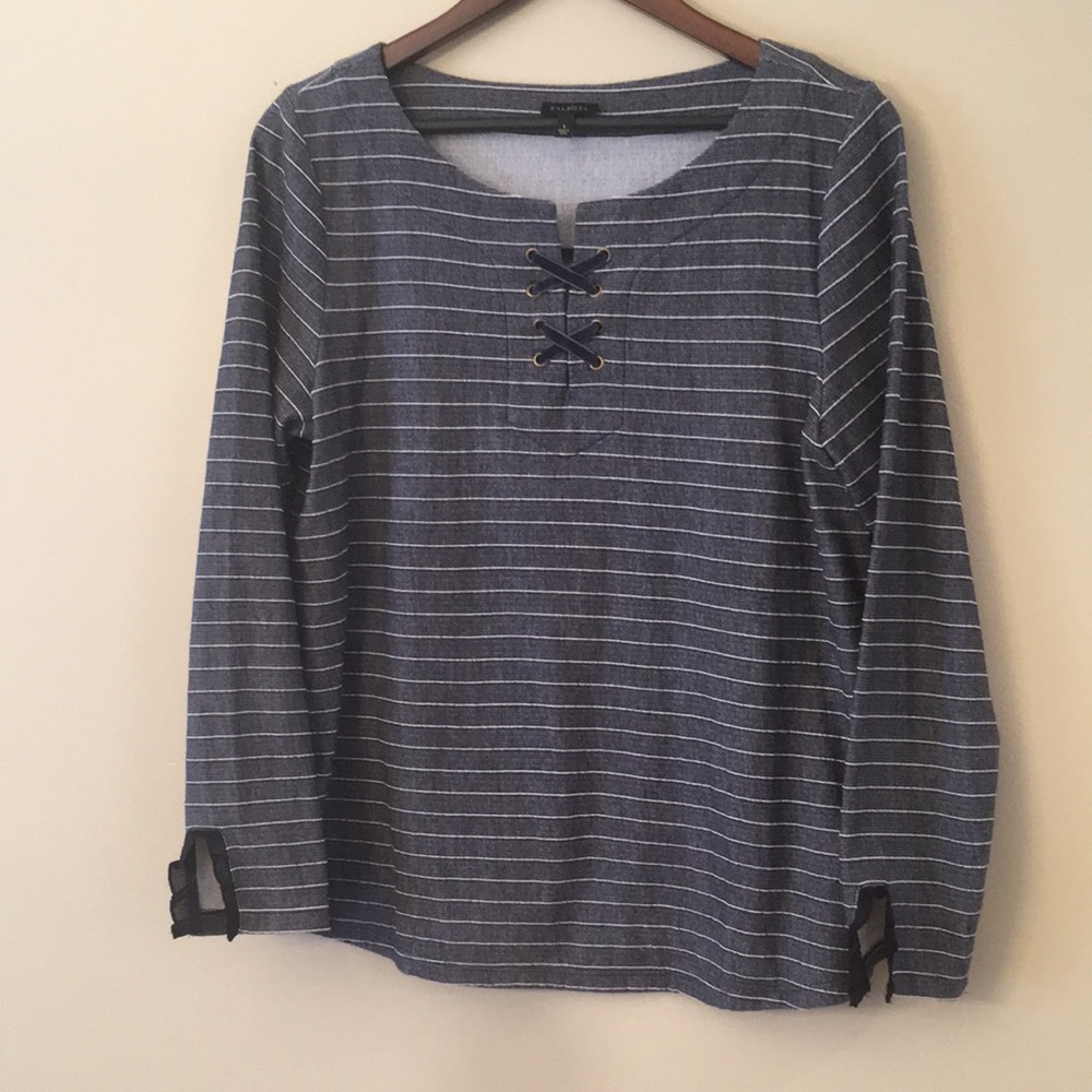 Talbots navy and white stripe top, size L.